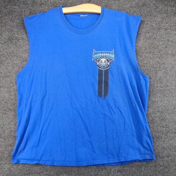 Indianapolis Indiana Racing Tank Top Mens Sleeveless Blue Crew Neck Regular Fit - Picture 2 of 13
